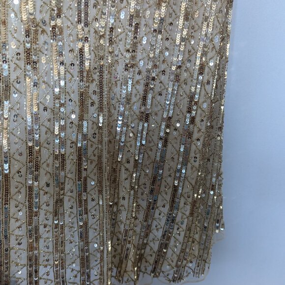 Mac Duggal Embellished Sequined Halter Strap Trumpet Gown Gold Nude Size 2 NWT - Picture 8 of 14